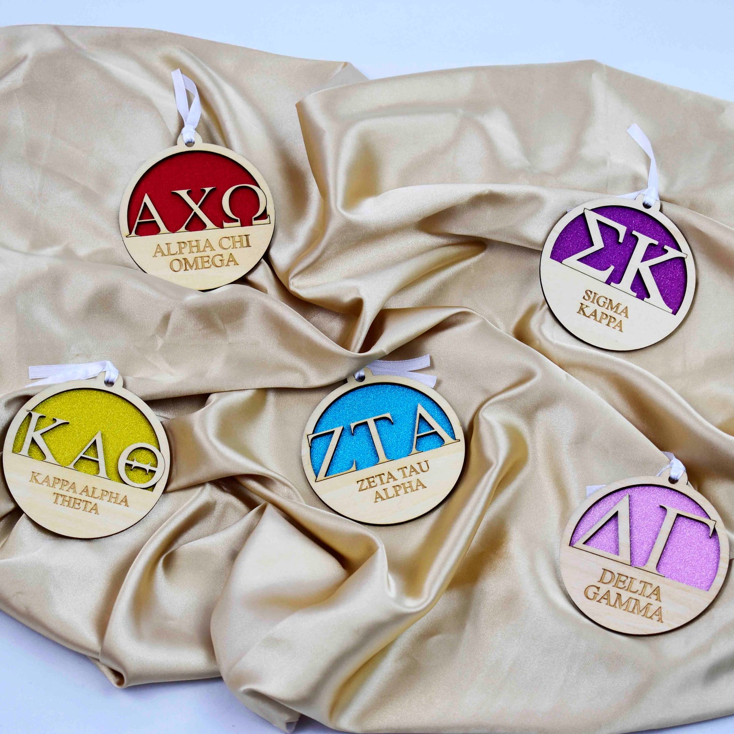 Delta Zeta - Laser Carved Ornament - 3" Round