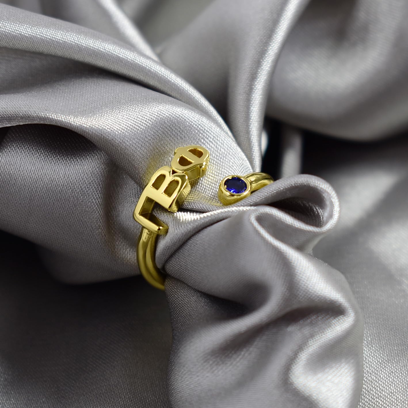 Theta Phi Alpha Ring- Gold Plated with Greek Letters and CZ Gemstone