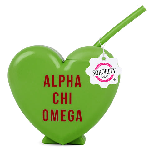 Alpha Chi Omega Tumbler- Candy Heart Shaped