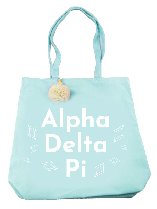 Alpha Delta Pi Retro Pom Pom Tote Bag
