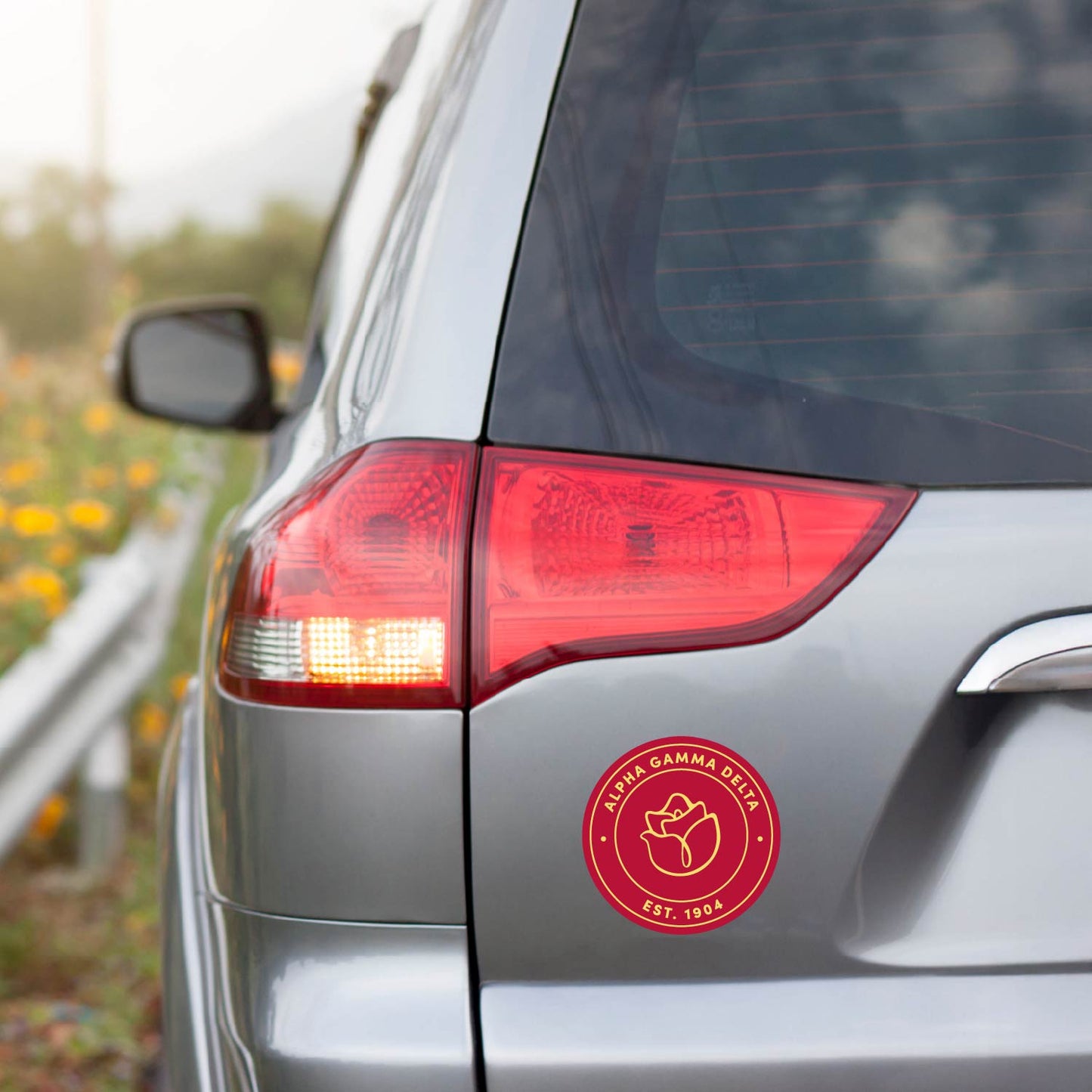 Alpha Gamma Delta Sorority Car Decal Sticker- Full Color Circle Logo