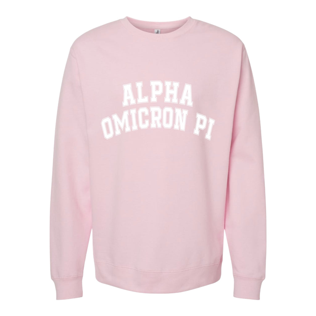 Alpha Omicron Pi Sweatshirt- Crewneck Varsity Letters Design