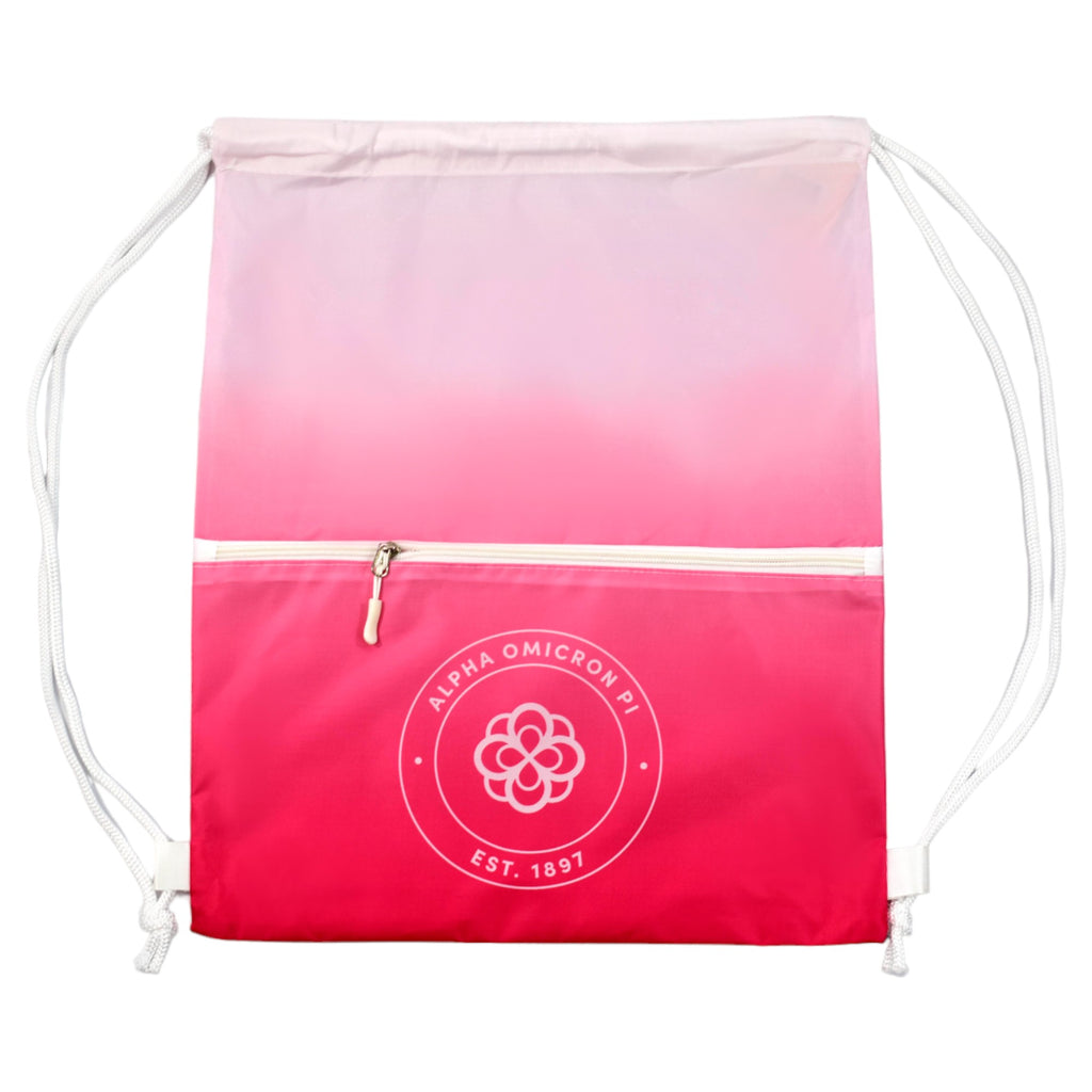 Alpha Omicron Pi Drawstring Backpack, Ombre Color Design