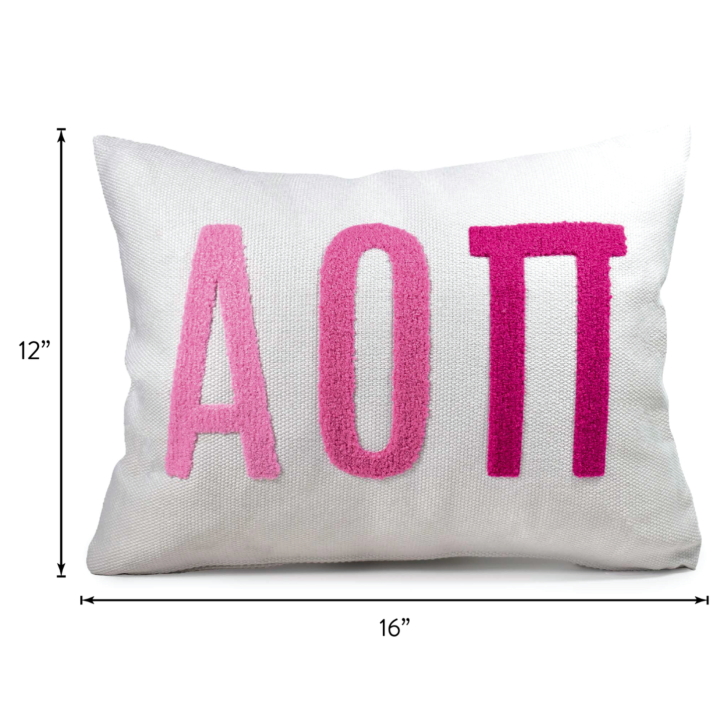 Alpha Omicron Pi Pillow – Embroidered Plush Greek Letters Design