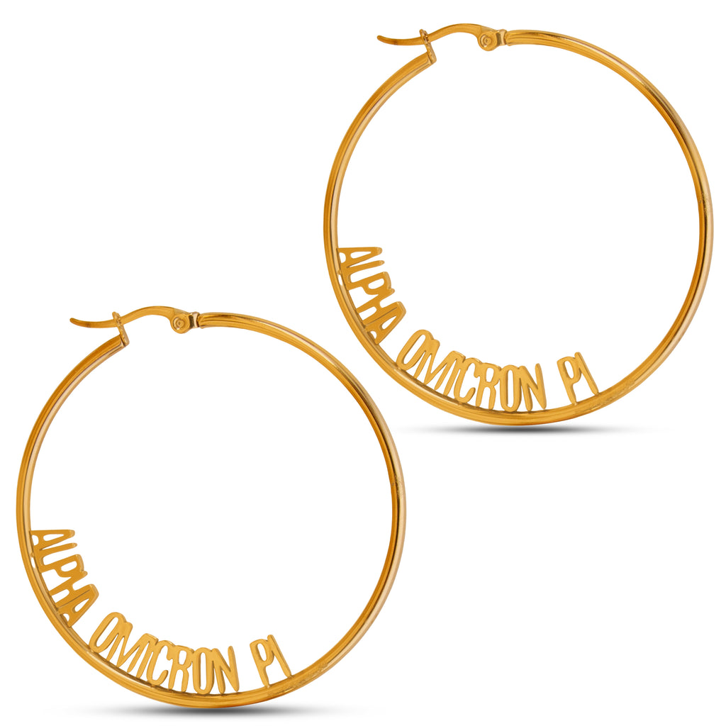Alpha Omicron Pi Earrings - Hoop Design