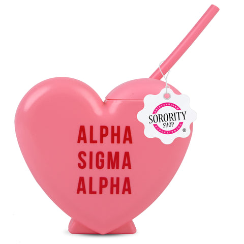Alpha Sigma Alpha Tumbler- Candy Heart Shaped