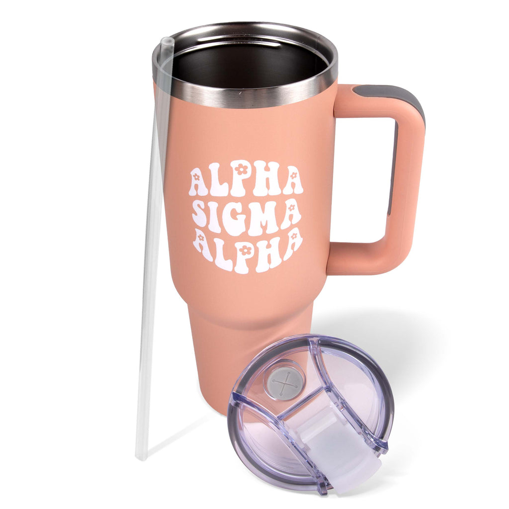 Alpha Sigma Alpha 40oz Stainless Steel Tumbler with Handle