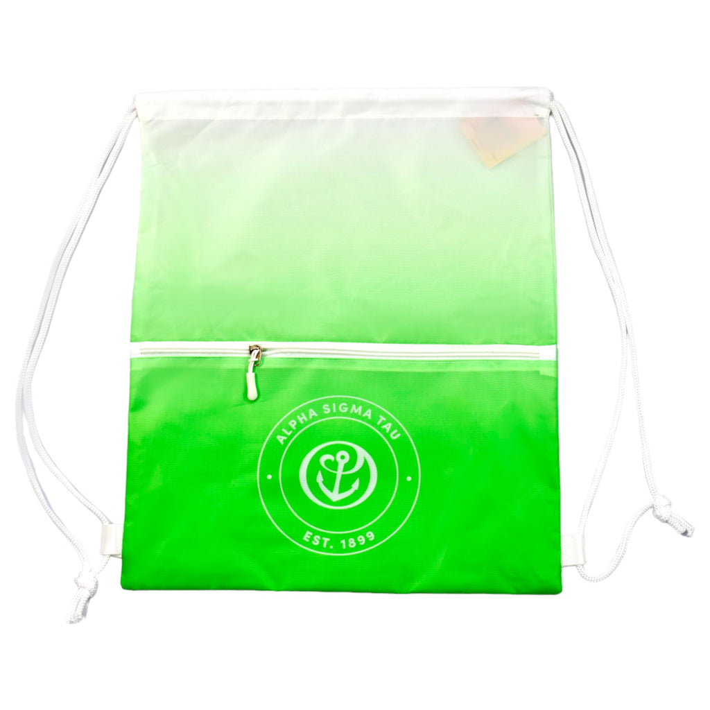 Alpha Sigma Tau Drawstring Backpack, Ombre Color Design