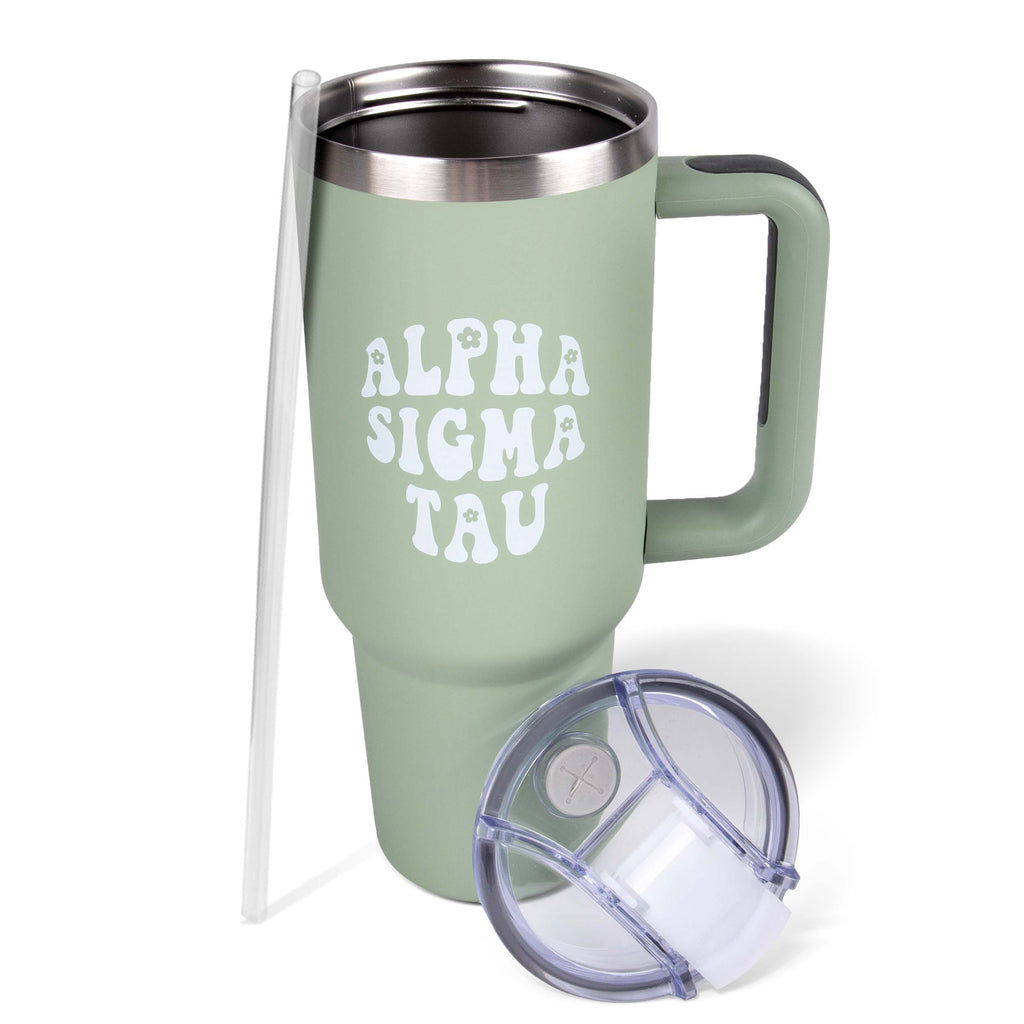Alpha Sigma Tau 40oz Stainless Steel Tumbler with Handle