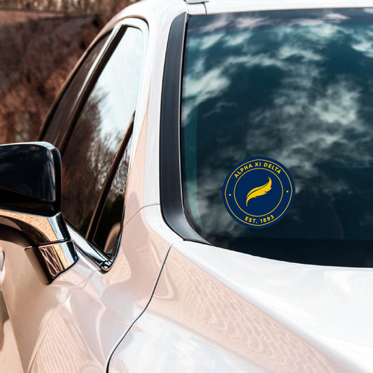 Alpha Xi Delta Sorority Car Decal Sticker- Full Color Circle Logo