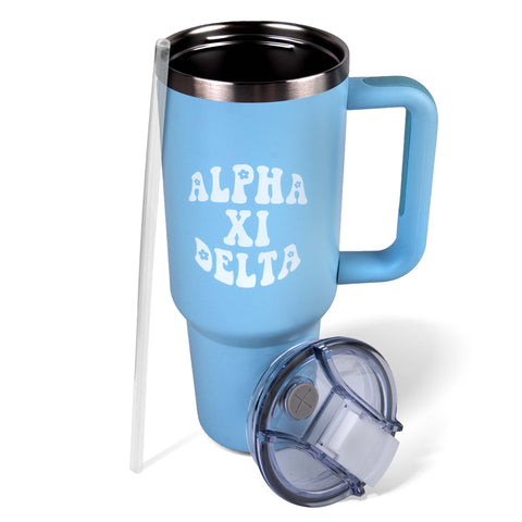 Alpha Xi Delta 40oz Stainless Steel Tumbler with Handle