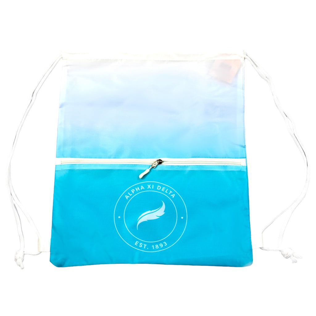 Alpha Xi Delta Drawstring Backpack, Ombre Color Design