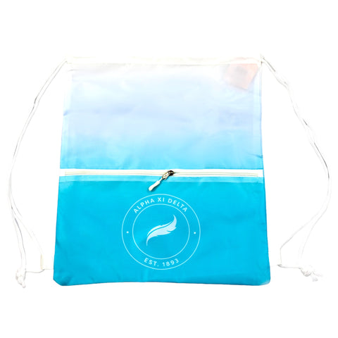 Alpha Xi Delta Drawstring Backpack, Ombre Color Design