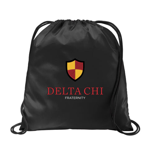 Delta Chi Fraternity Drawstring Backpack, Black