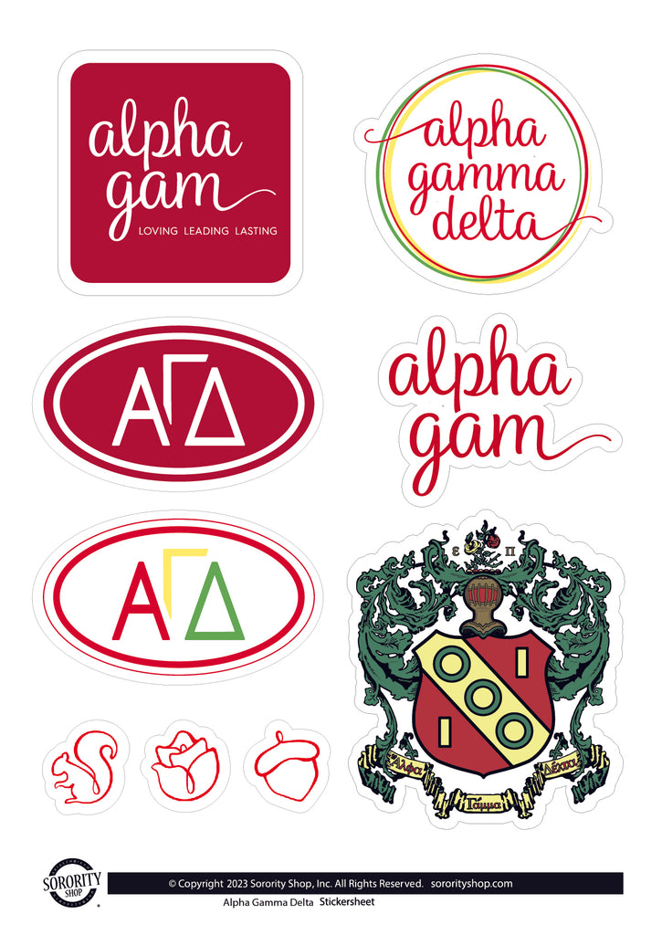 Alpha Gamma Delta Sorority Sticker Sheet- Brand Focus