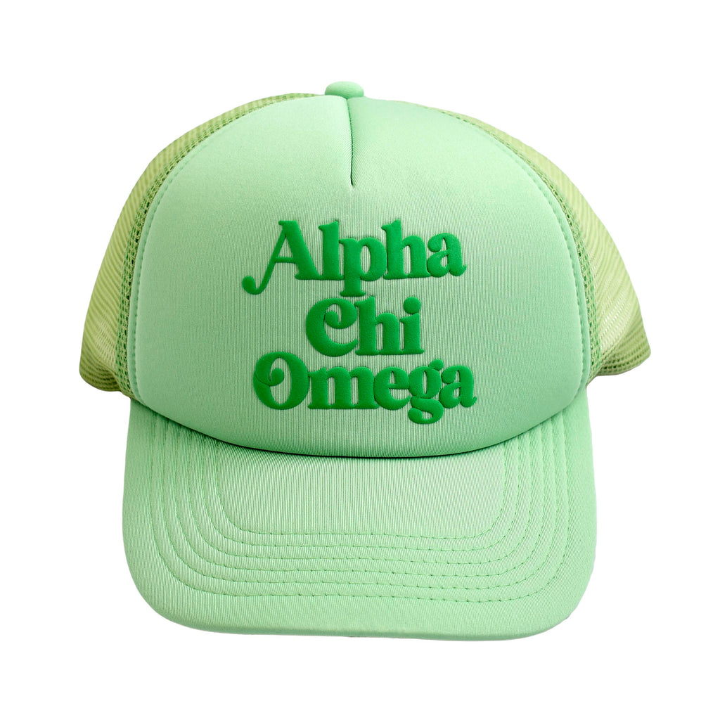 Alpha Chi Omega Baseball Cap, Mesh Trucker-Style Hat