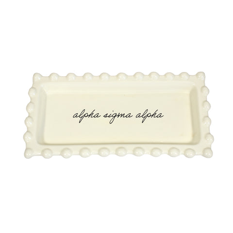 Alpha Sigma Alpha Jewelry Dish - Rectangular Cursive Script Sorority Name