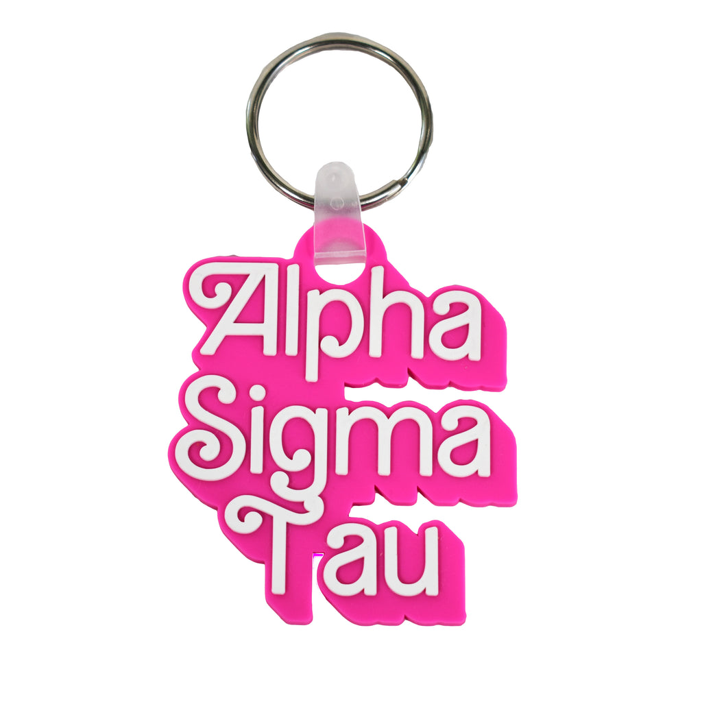 Alpha Sigma Tau Keychain- Retro Dolly Sorority Name Design