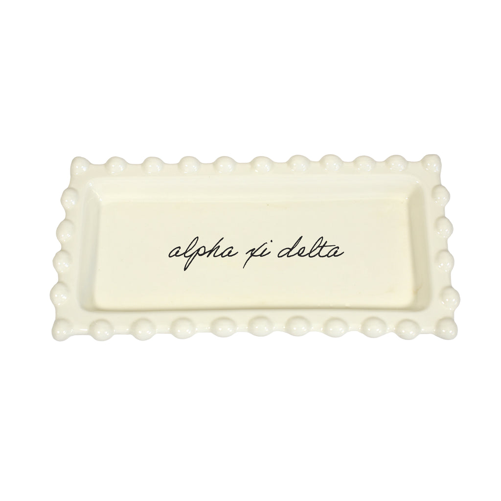 Alpha Xi Delta Jewelry Dish - Rectangular Cursive Script Sorority Name