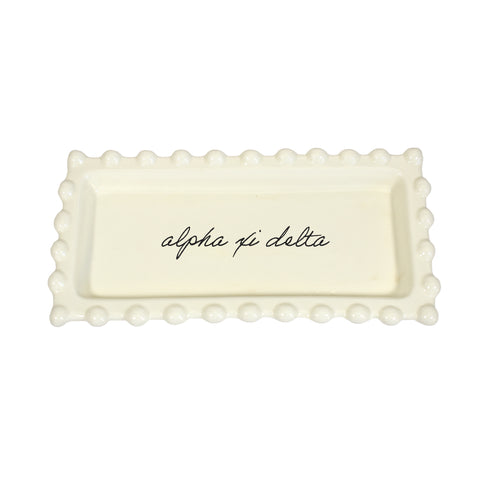 Alpha Xi Delta Jewelry Dish - Rectangular Cursive Script Sorority Name