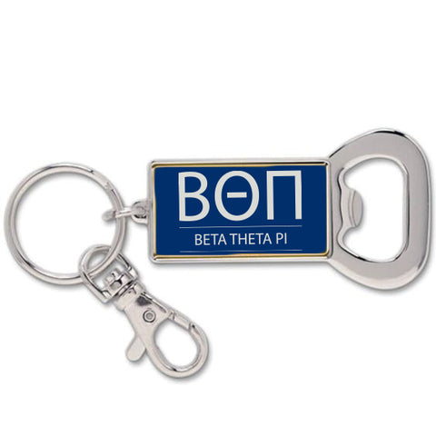 Beta Theta Pi Fraternity Keychain with Flat Bottle Opener