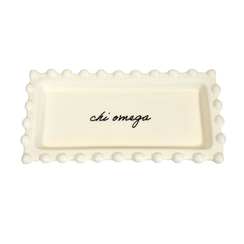 Chi Omega Jewelry Dish - Rectangular Cursive Script Sorority Name