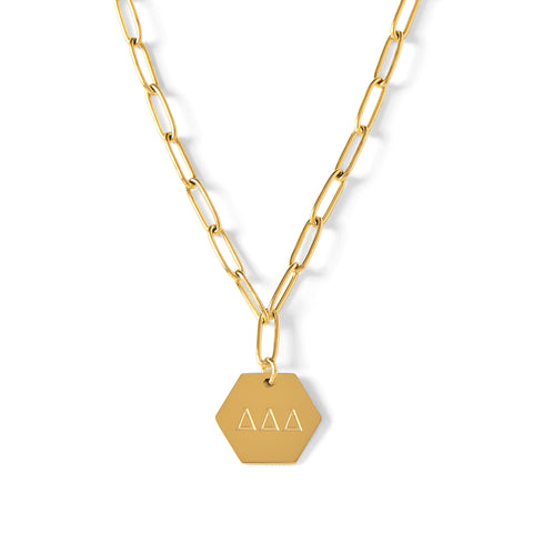 Delta Delta Delta Paperclip Necklace with DDD Sorority Pendant