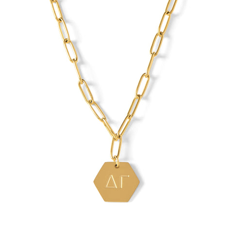 Delta Gamma Paperclip Necklace with DG Sorority Pendant
