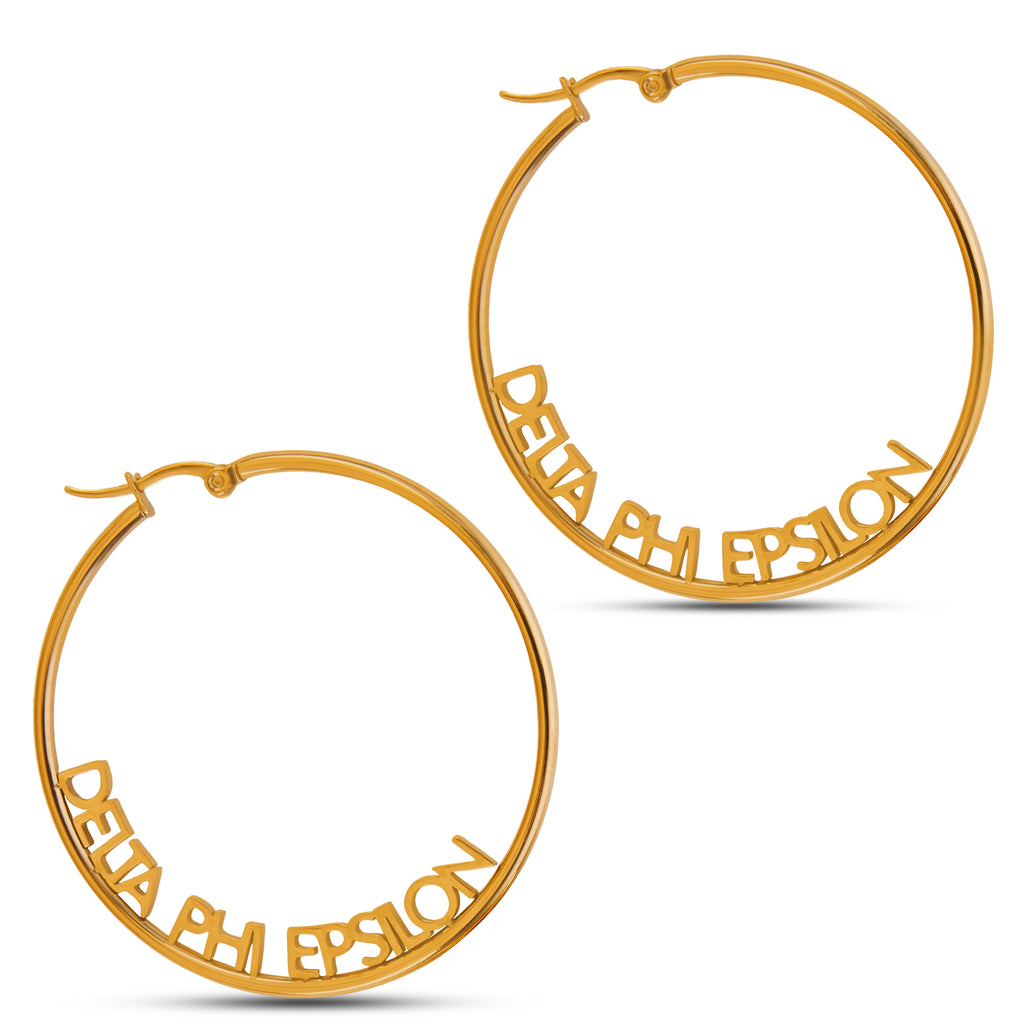Delta Phi Epsilon Earrings - Hoop Design
