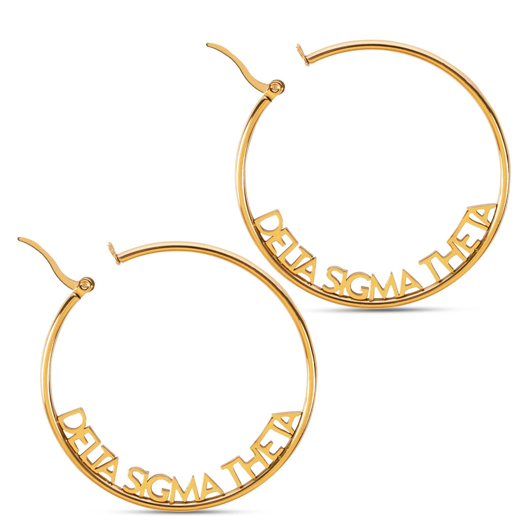 Delta Sigma Theta Earrings - Hoop Design (Gold Plated)
