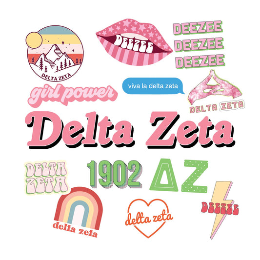 Delta Zeta Girl Power Sticker Sheet
