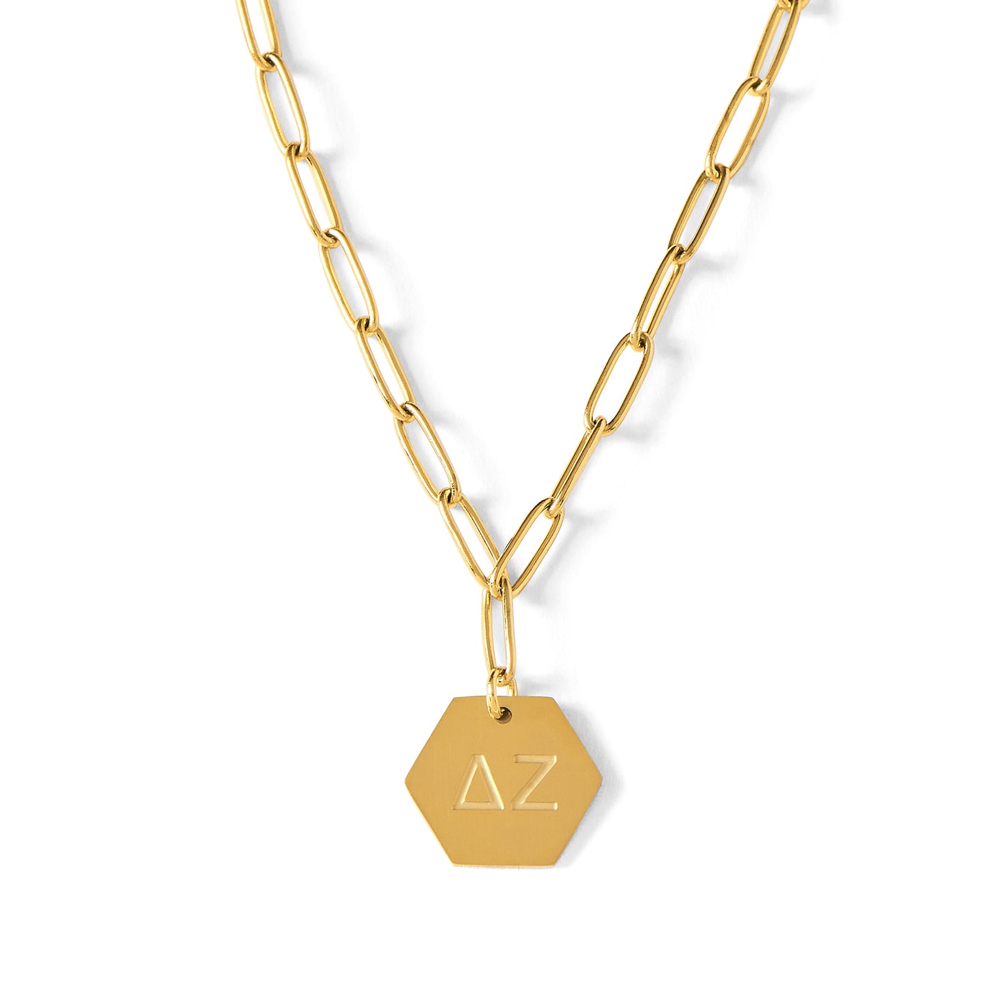 Delta Zeta Paperclip Necklace with DZ Sorority Pendant