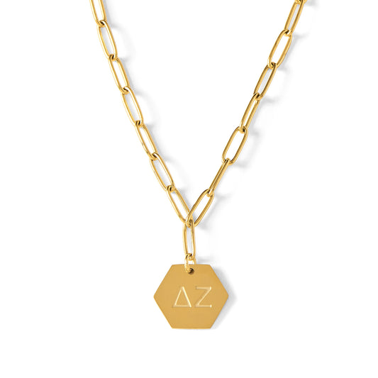 Delta Zeta Paperclip Necklace with DZ Sorority Pendant