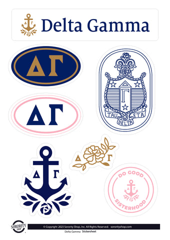 Delta Gamma Sorority Sticker Sheet- Brand Focus