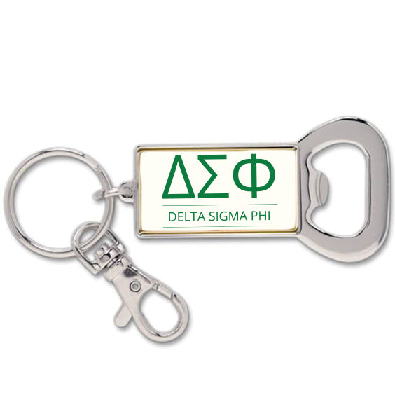 Delta Sigma Phi Fraternity Keychain with Flat Bottle Opener