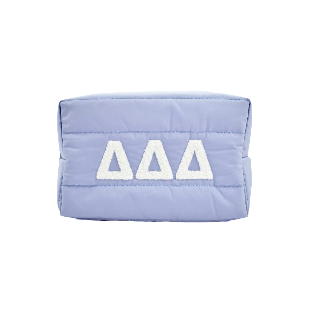 Tri Delta Makeup Bag - Puffer Style with Sorority Letters