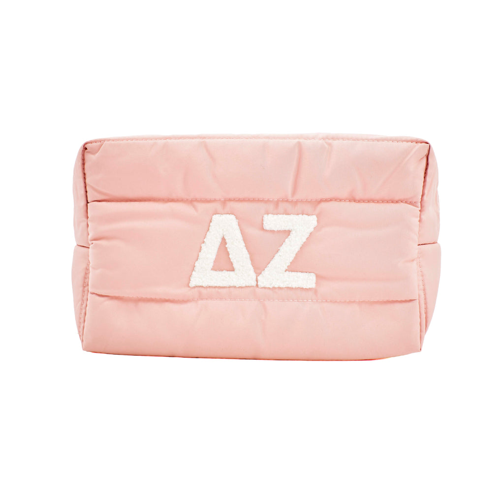 Delta Zeta Makeup Bag - Puffer Style with Sorority Letters