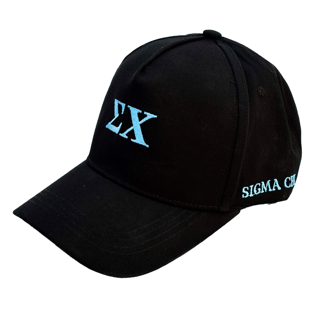 Sigma Chi Baseball Cap- Brushed Cotton 5-Panel Black Hat