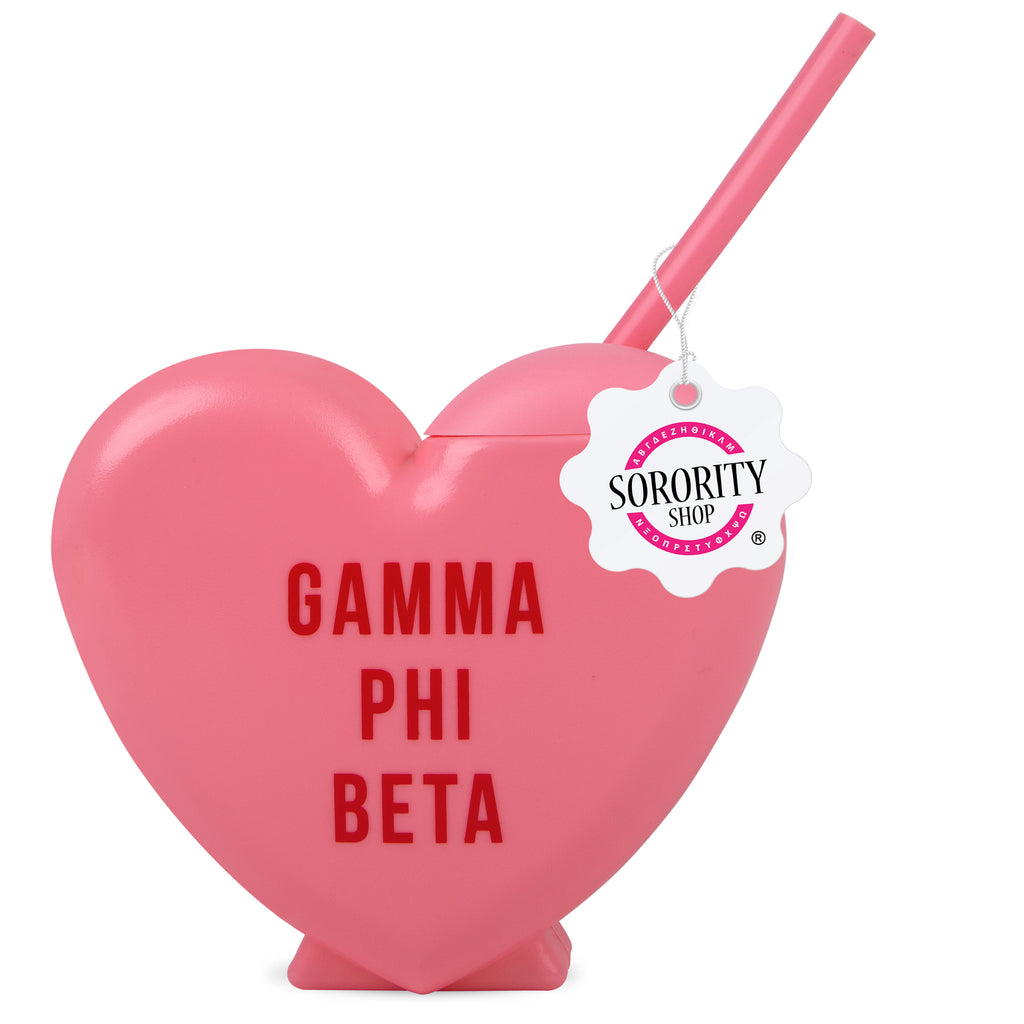 Gamma Phi Beta Tumbler- Candy Heart Shaped