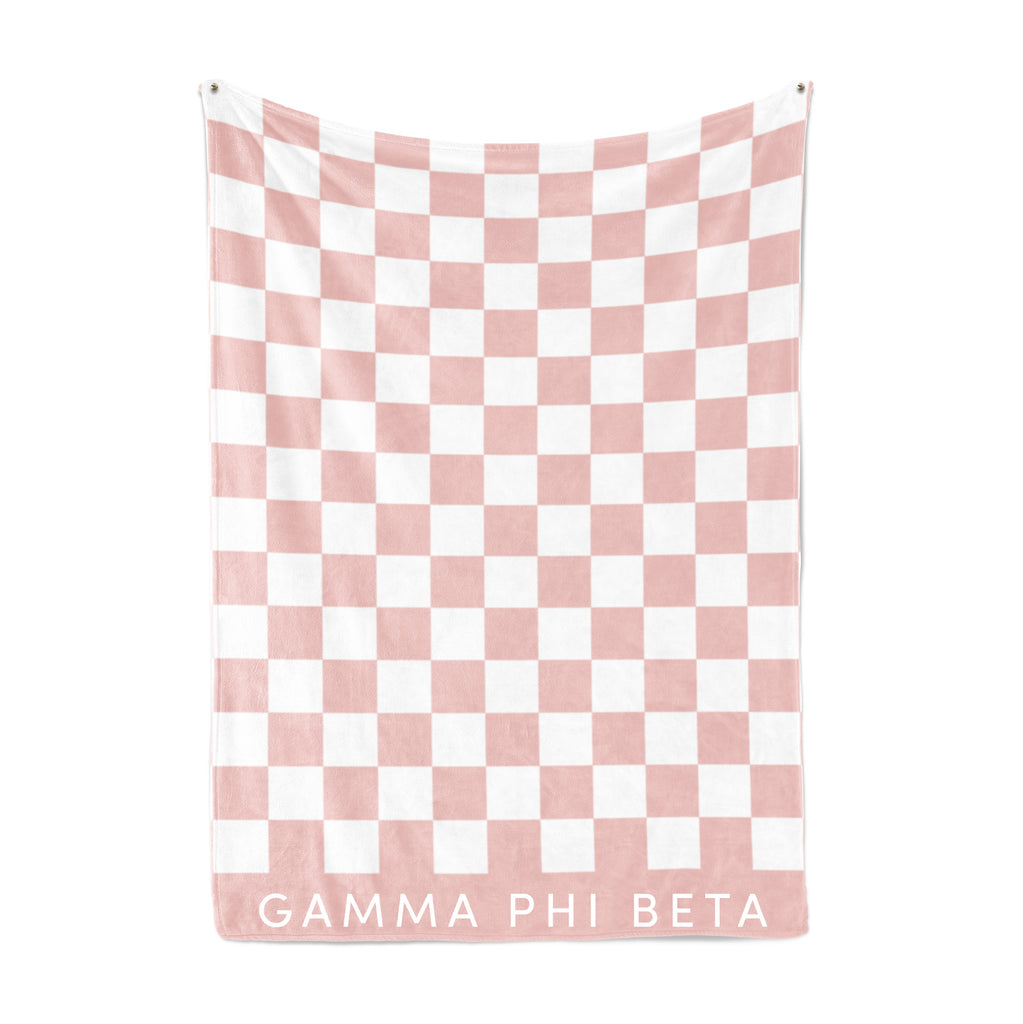 Gamma Phi Beta Thick Blanket, Stylish Checkered Blanket 50 in X 62 in