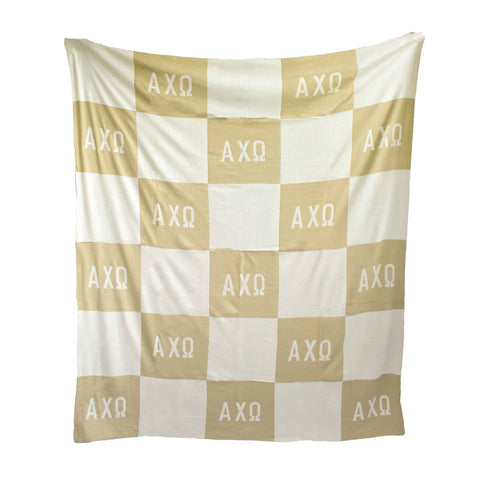 Alpha Chi Omega Blanket - Acrylic Knit Checkered Blanket