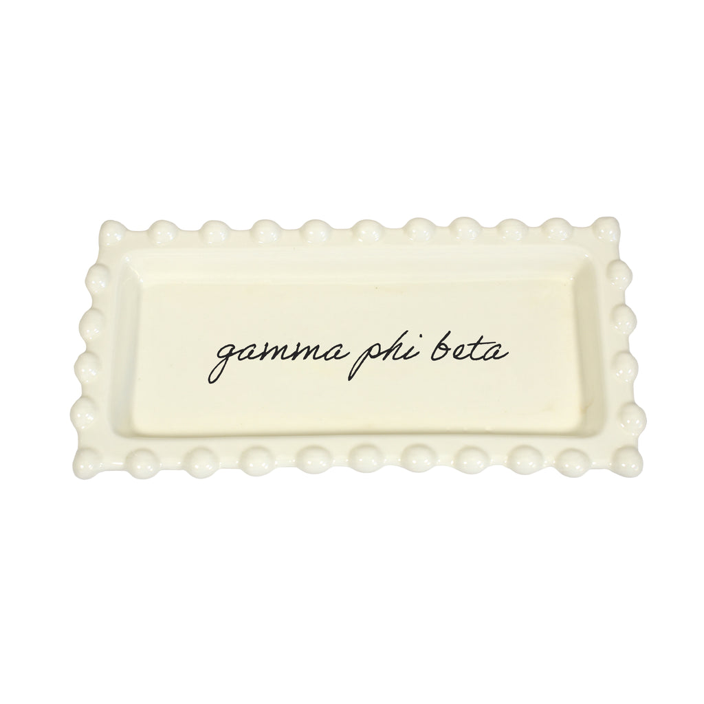 Gamma Phi Beta Jewelry Dish - Rectangular Cursive Script Sorority Name