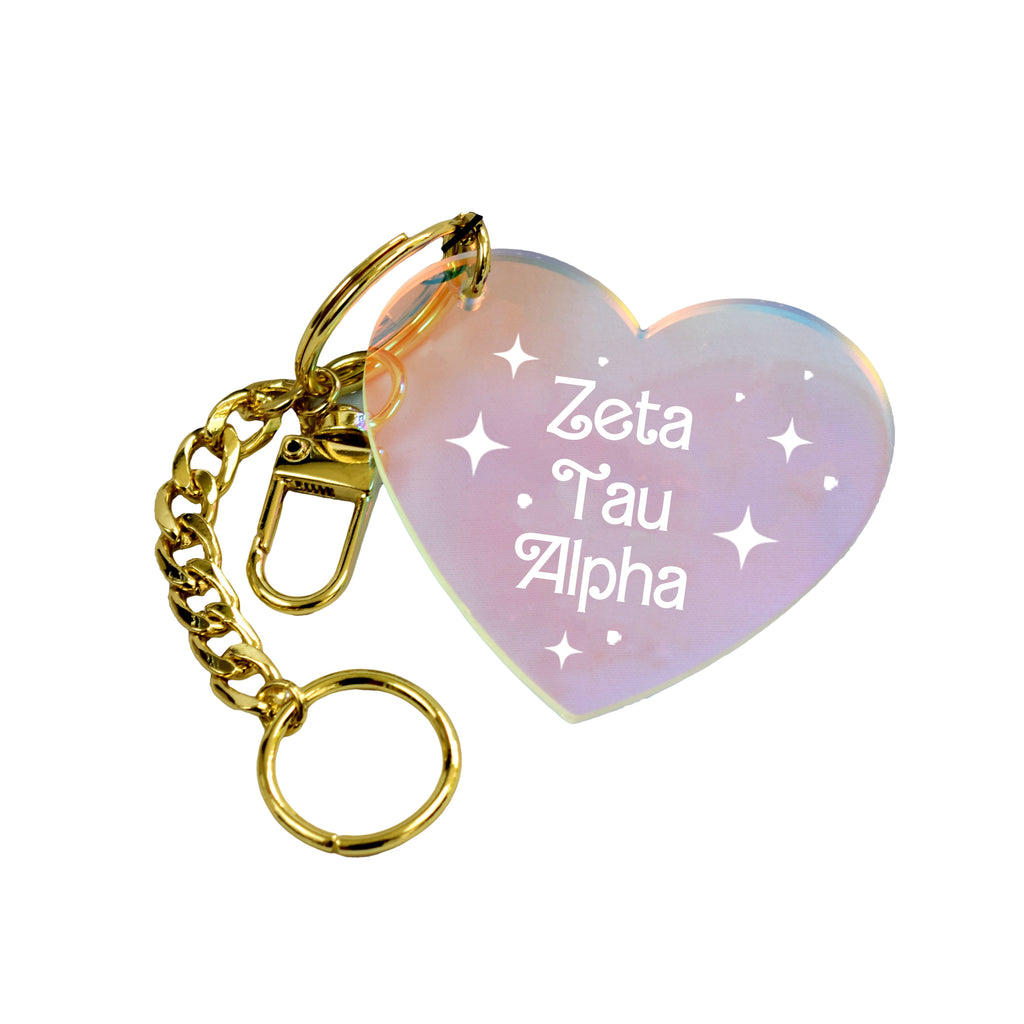 Zeta Tau Alpha Keychain - Iridescent Heart Design