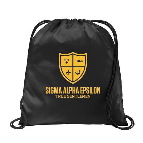 Sigma Alpha Epsilon Fraternity Drawstring Backpack, Black