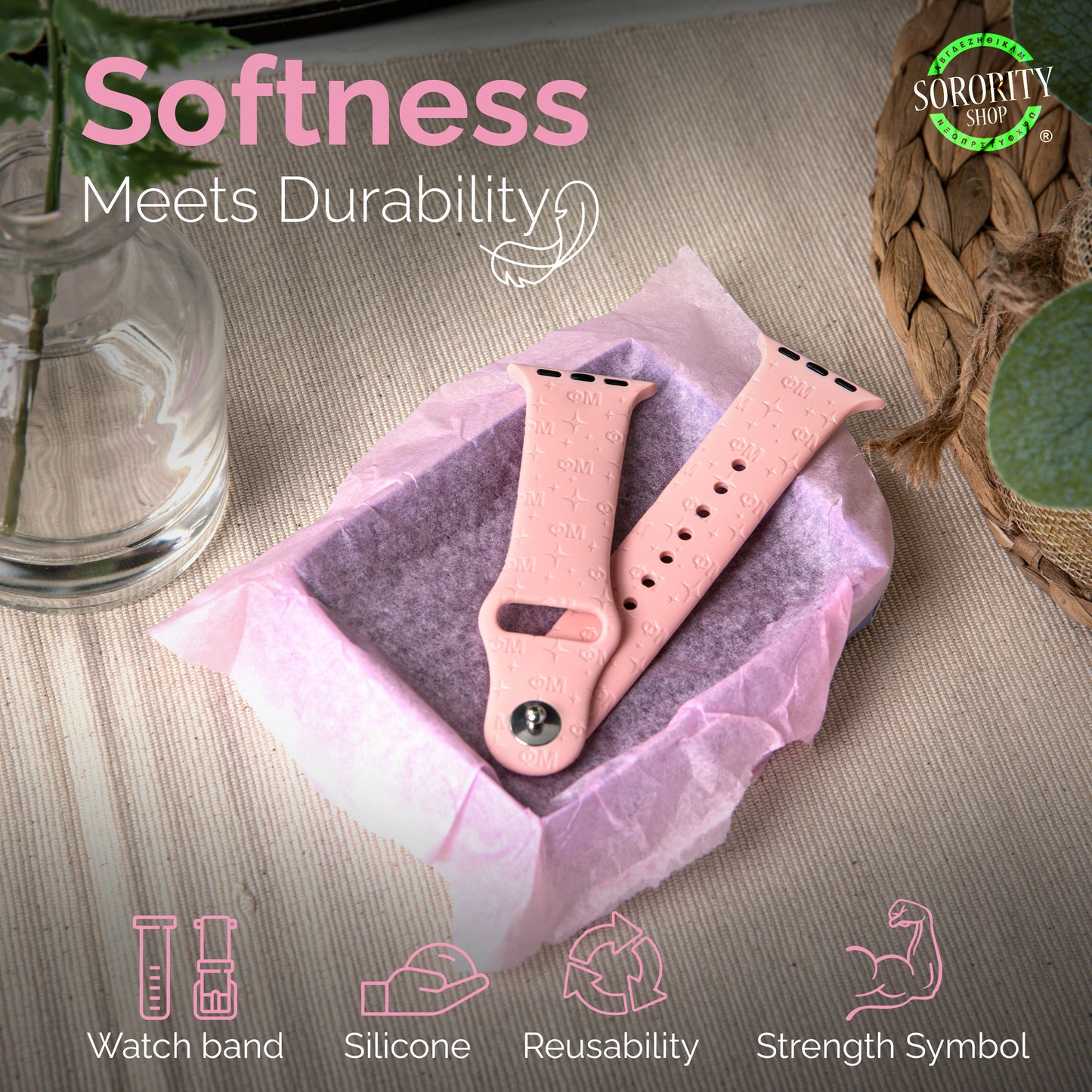 Phi Mu Smart Watch Band, Compatible with Apple Watch