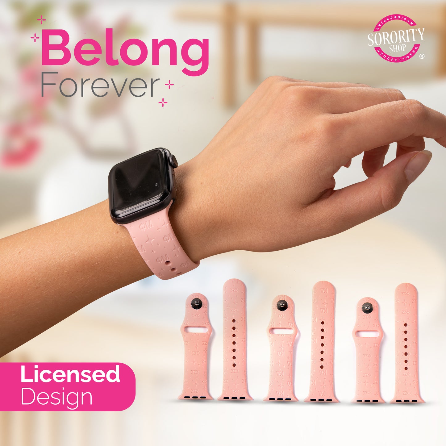 Gamma Phi Beta Smart Watch Band, Compatible with Apple Watch