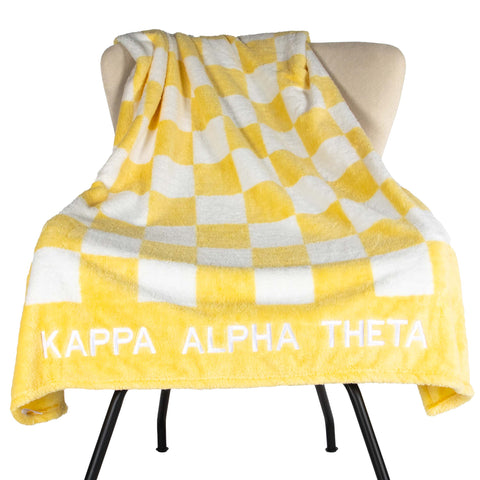 Kappa Alpha Theta Thick Blanket, Stylish Checkered Blanket 50in X 62in