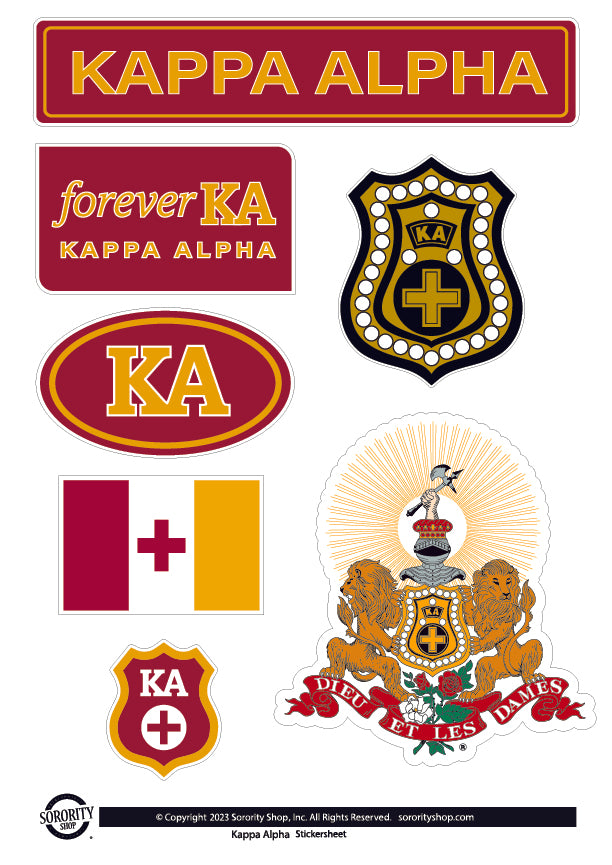 Kappa Alpha Fraternity Sticker Sheet- Brand Focus