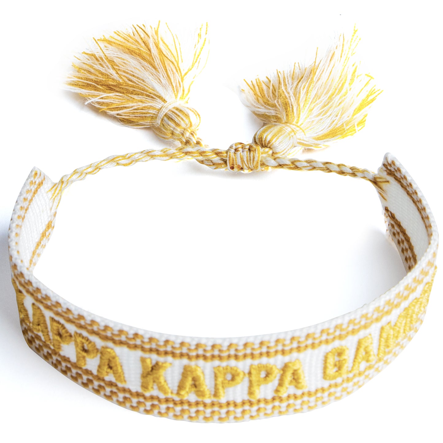 Kappa Kappa Gamma Woven Bracelet, White and Gold Design