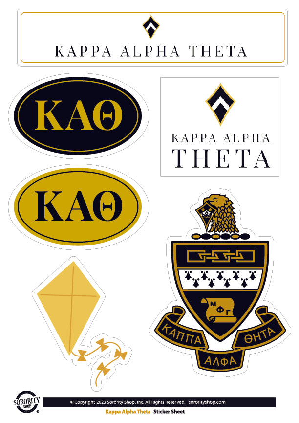 Kappa Alpha Theta Sorority Sticker Sheet- Brand Focus